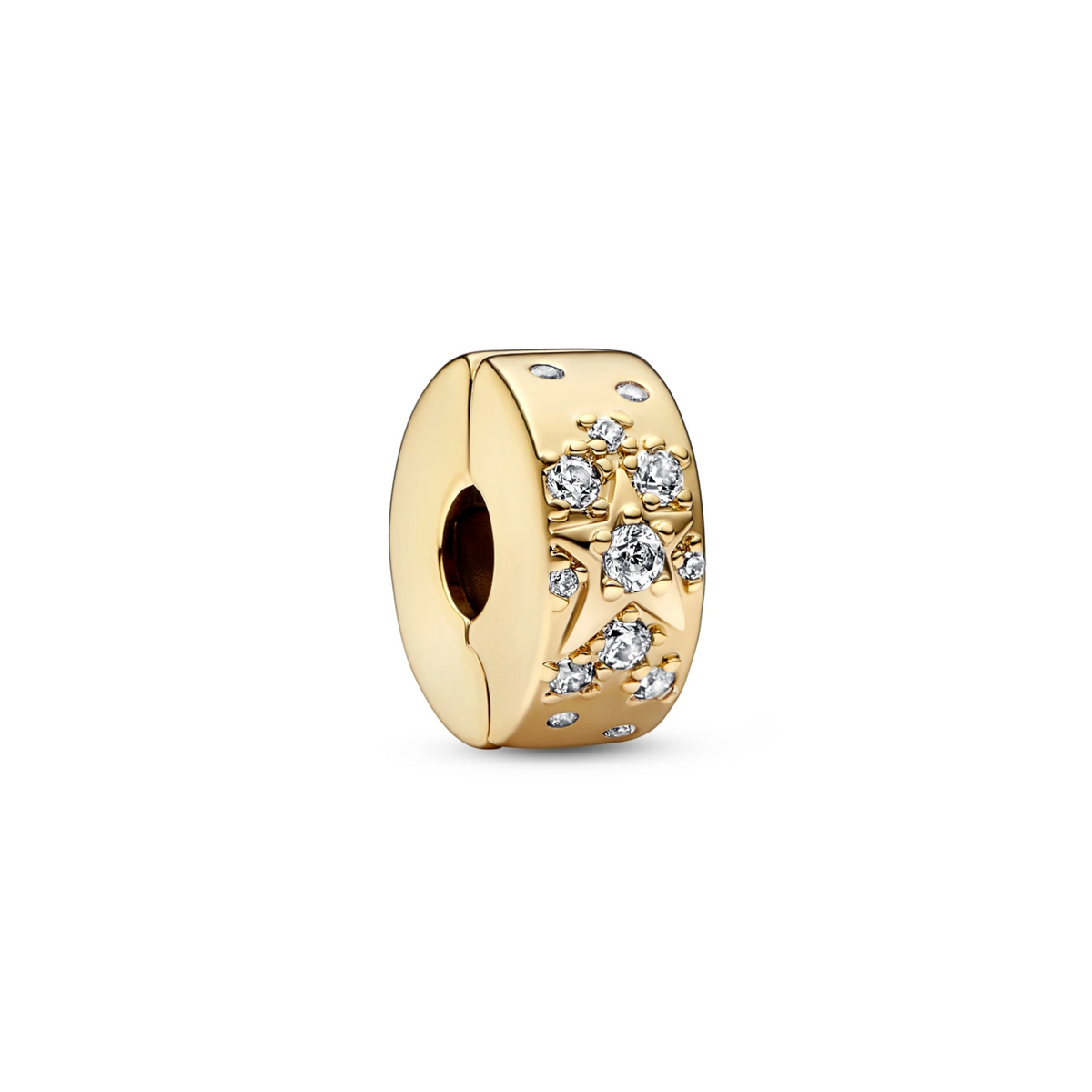 Milky way 14 karaat goudvergulde clip met clear cubic zirconia en silicone grip