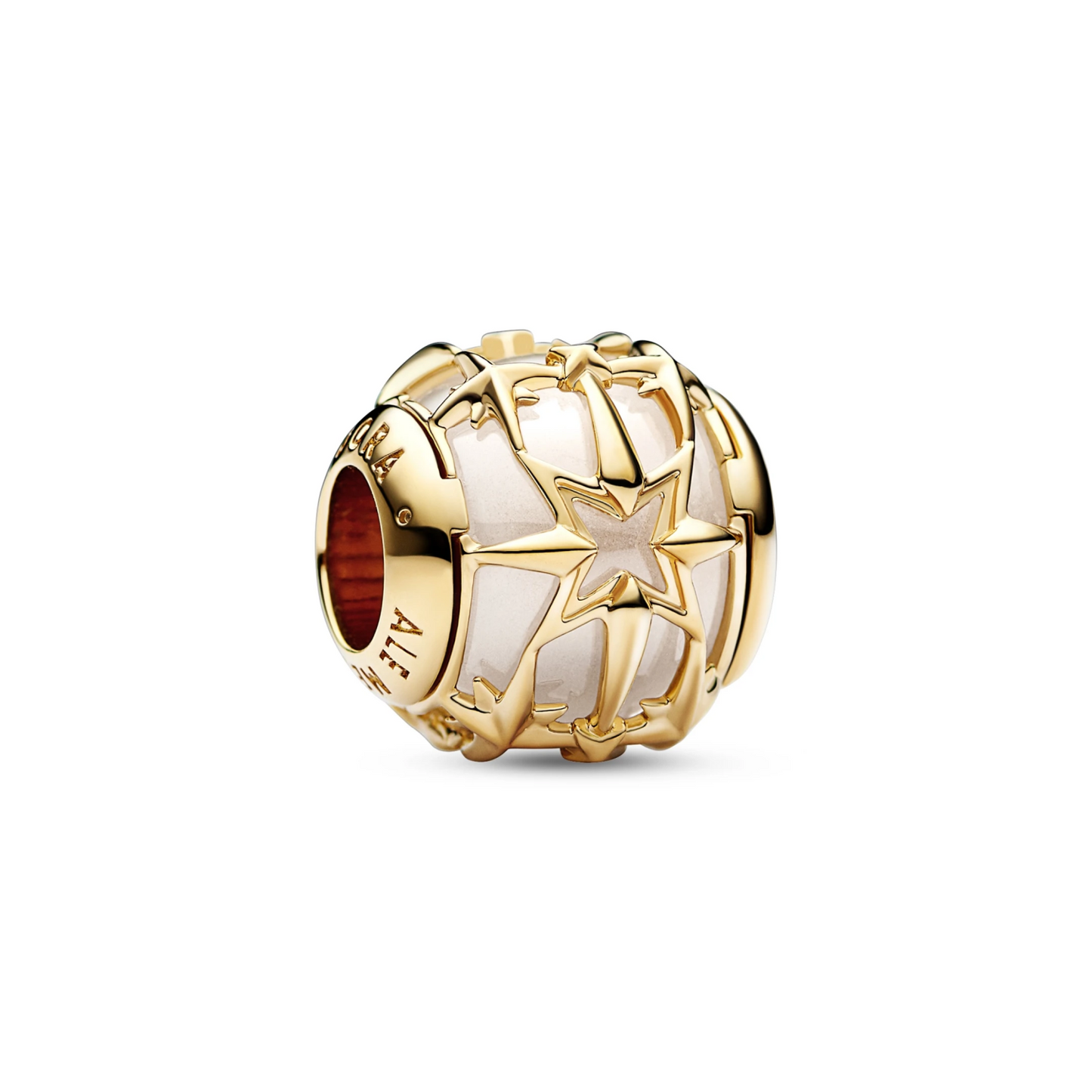 Venus planet 14 karaat goudvergulde charm met white cubic zirconia