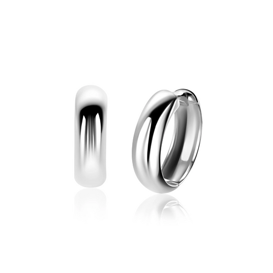 17mm ZINZI zilveren gladde oorringen met brede ronde buis 5mm met luxe klapsluiting ZIO2793