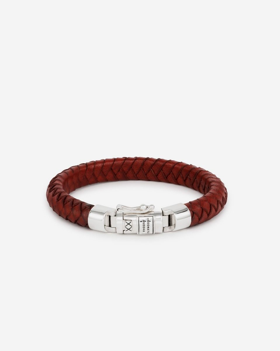 180RD D - Ben Small Leather Bracelet Red