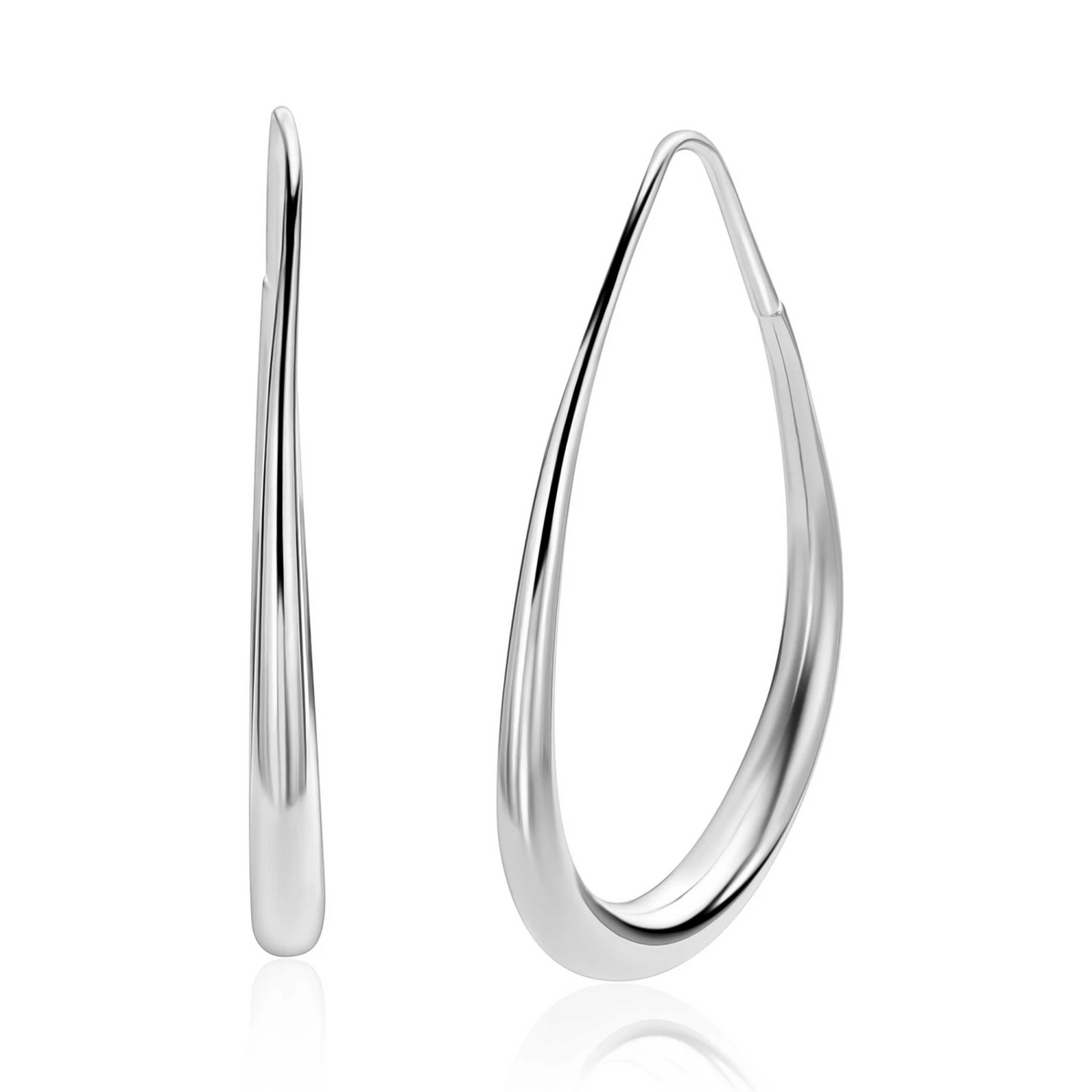 39mm ZINZI zilveren druppelvormige extra grote oorringen gladde buis 3,5mm ZIO-BF149