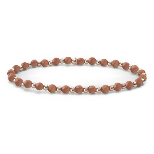 3mm Mixed bracelet - Facet Goldstone Brown + Rose Gold Filled Beads