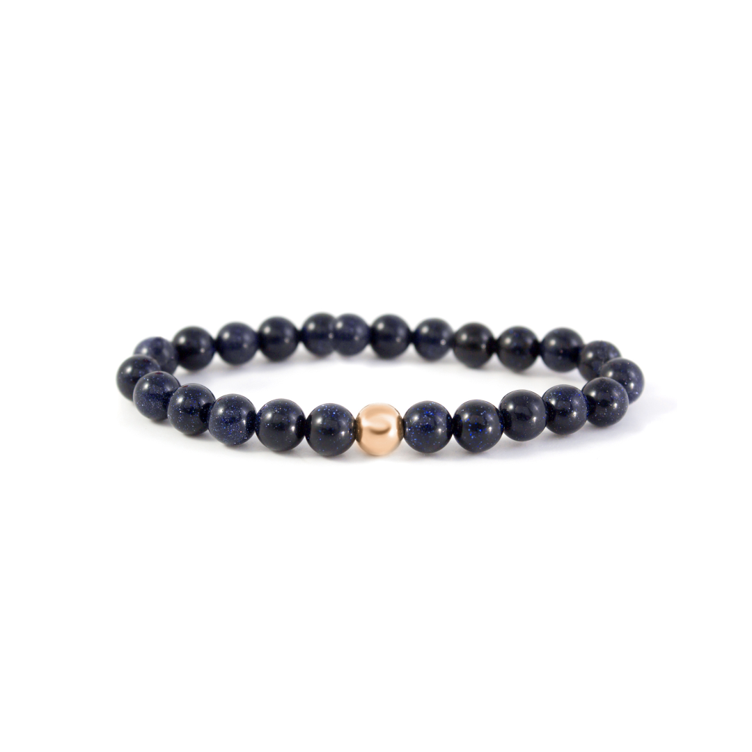 4mm Additional Bracelet Goldstone Blue - Rose Gold Bead