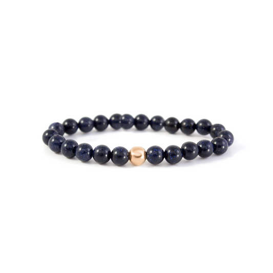 4mm Additional Bracelet Goldstone Blue - Rose Gold Bead