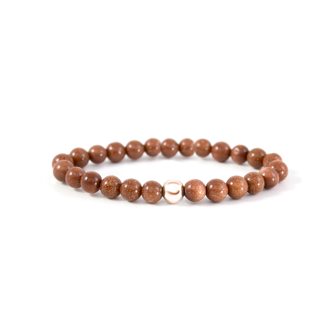 4mm Additional Bracelet Goldstone Brown - Rose Gold Bead