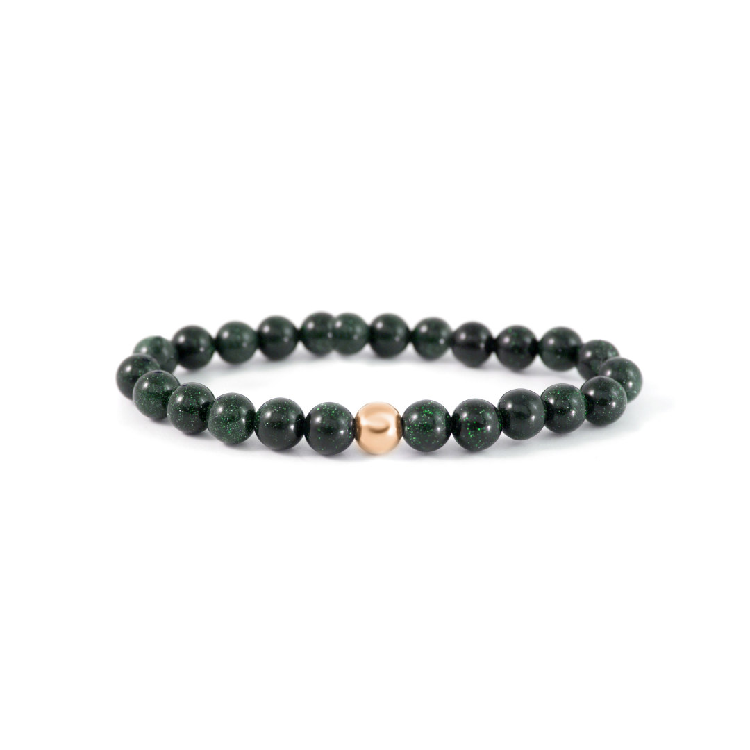 4mm Additional Bracelet Goldstone Green - Rose Gold Bead