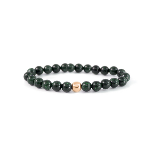 4mm Additional Bracelet Goldstone Green - Rose Gold Bead