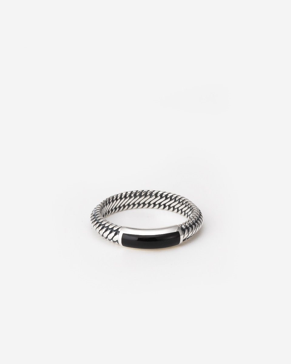 613ON 18 - Ben Mini Gemstone Ring Silver Onyx