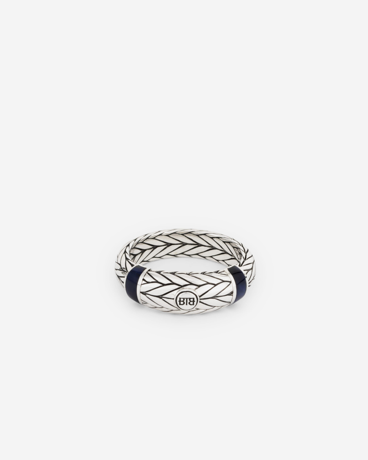 619 17 - Ellen Stone Ring Silver Tigereye Navy