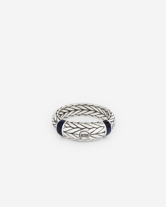 619 17 - Ellen Stone Ring Silver Tigereye Navy