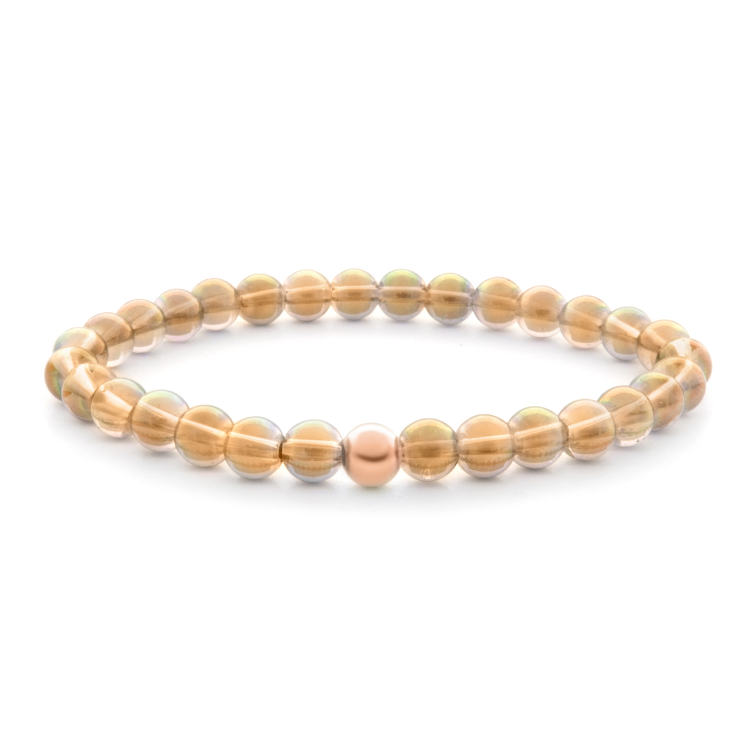 6mm Additional Bracelet Aqua Aura Yellow - Rose Gold Bead