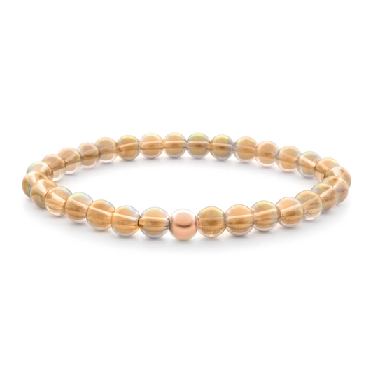 6mm Additional Bracelet Aqua Aura Yellow - Rose Gold Bead