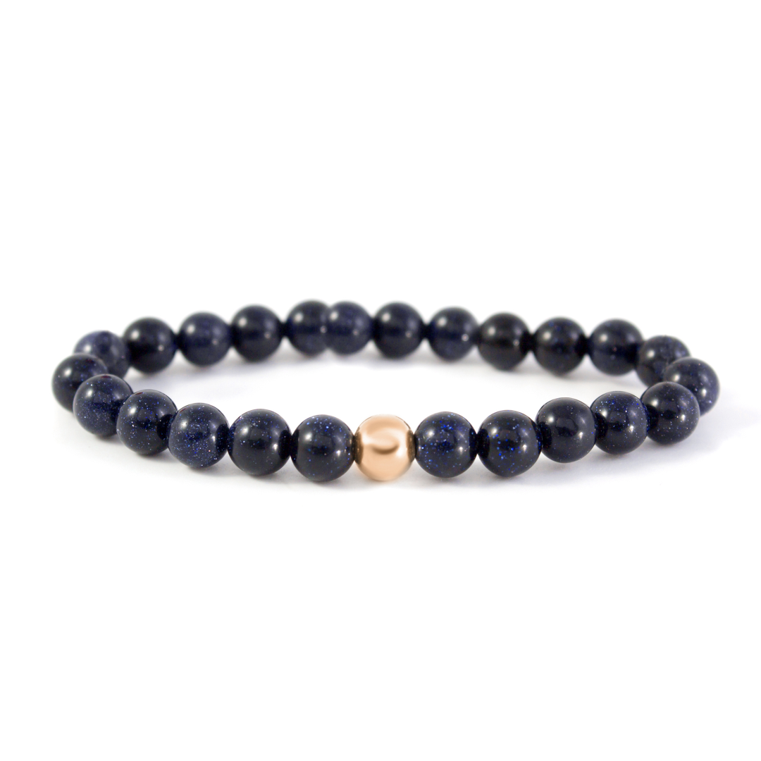 6mm Additional Bracelet Goldstone Blue - Rose Gold Bead