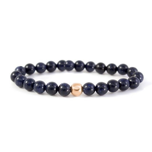 6mm Additional Bracelet Goldstone Blue - Rose Gold Bead