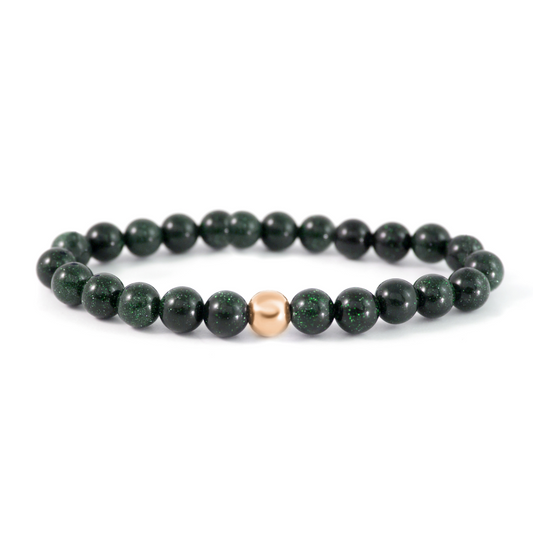 6mm Additional Bracelet Goldstone Green - Rose Gold Bead