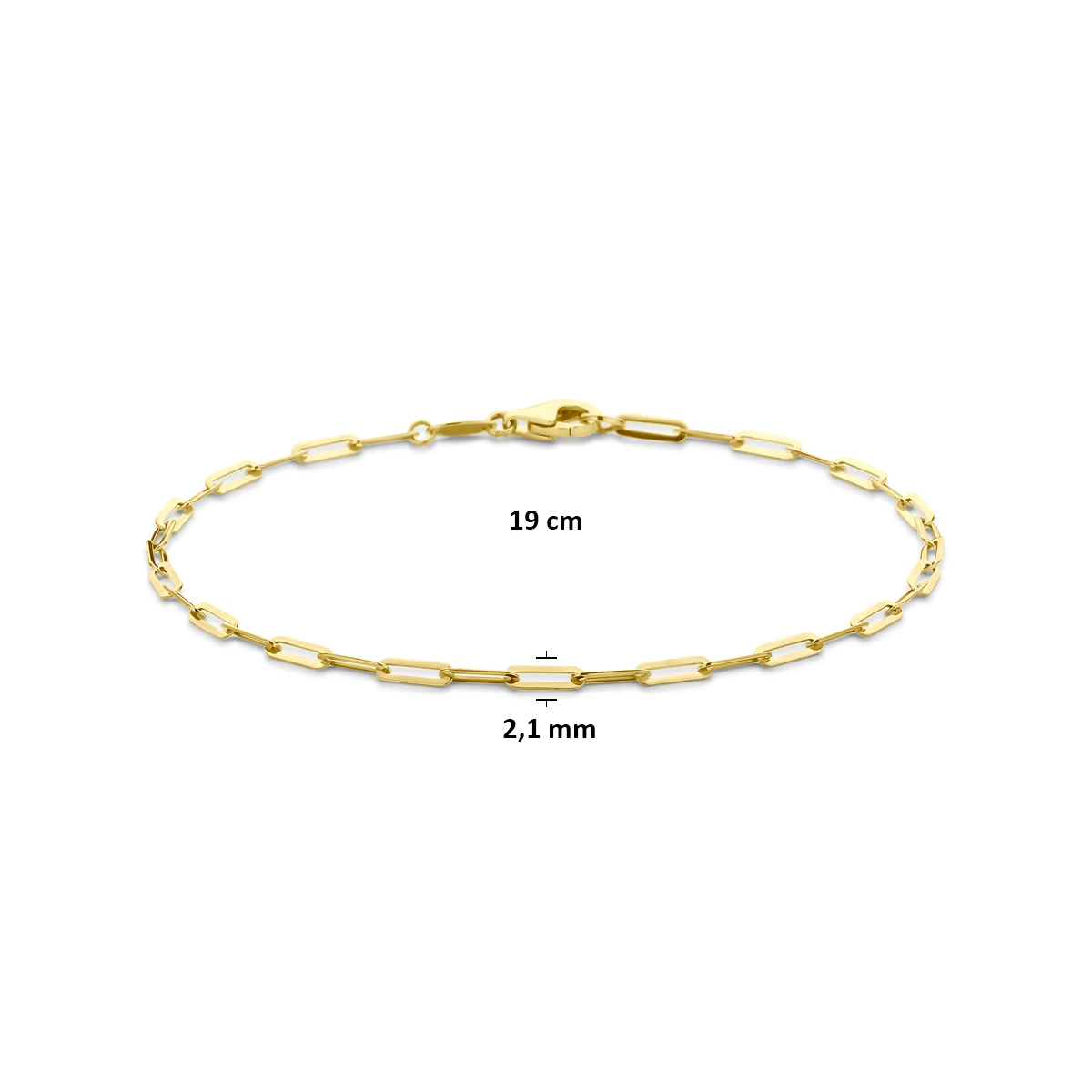 9k armband 2,1 mm 19 cm 9K geel