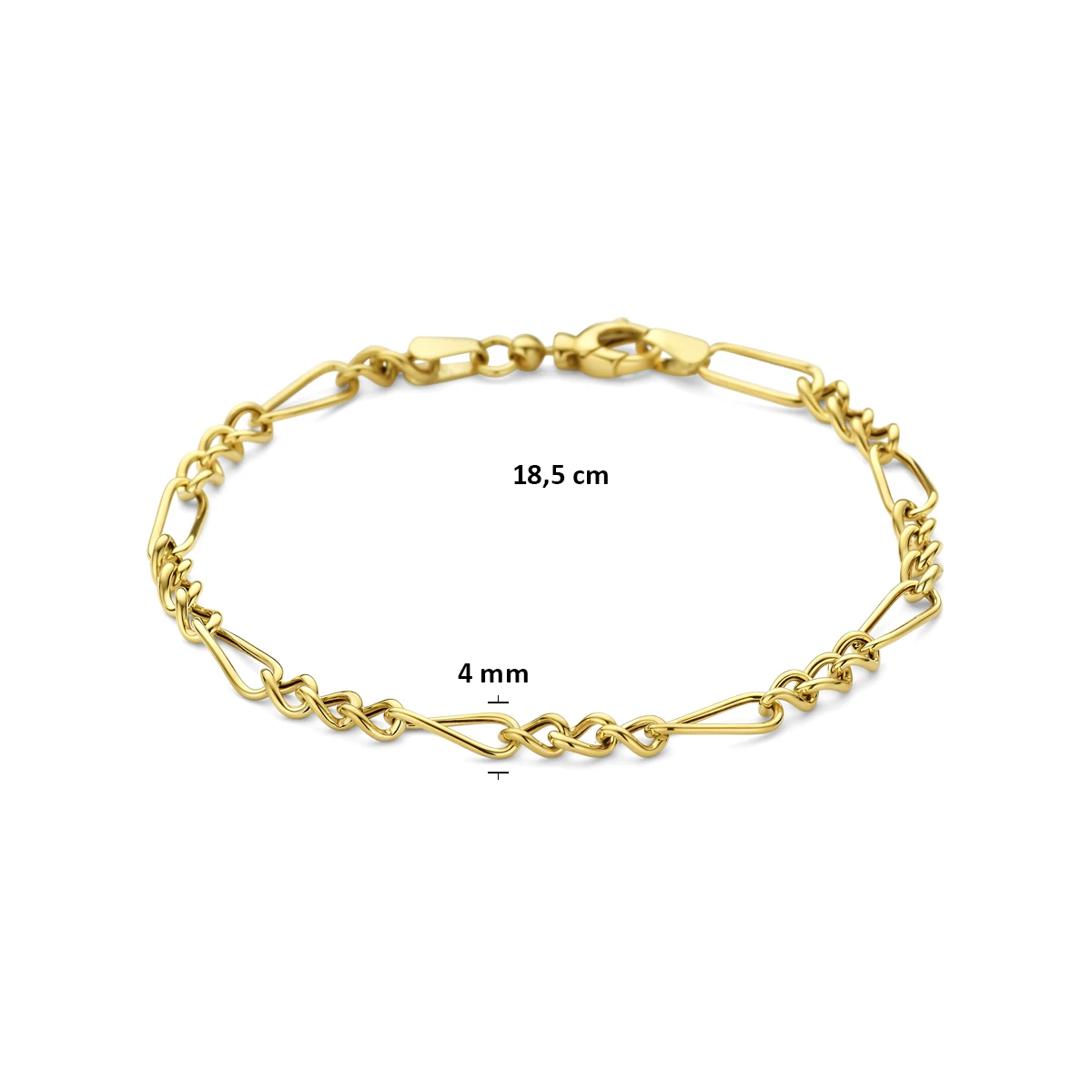 9k armband 4 mm 18,5 cm 9K geel