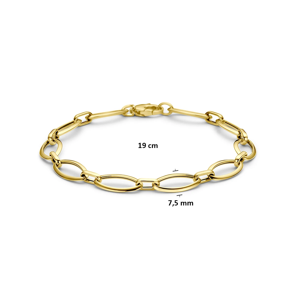 9k armband 7,5 mm 19 cm 9K geel