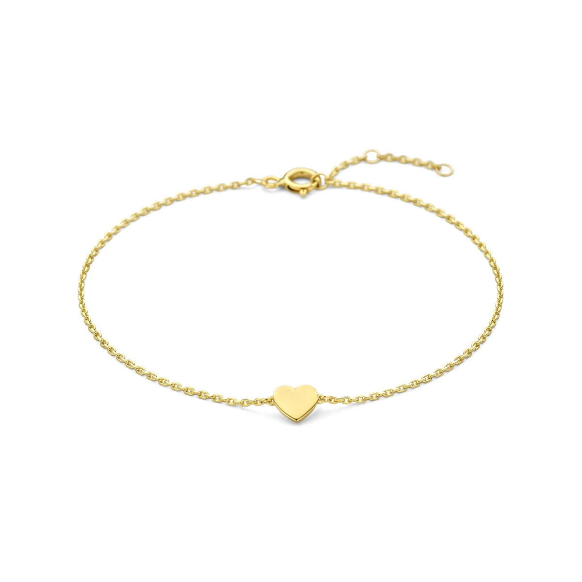 9k armband hartje 16,5 - 17,5 - 18,5 cm 9K geel