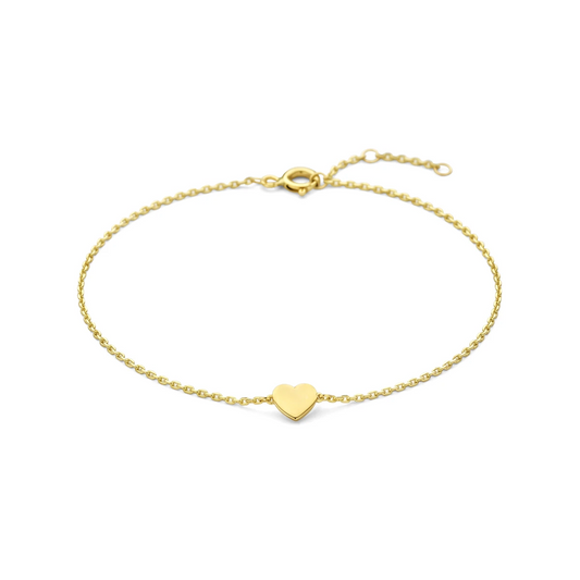 9k armband hartje 16,5 - 17,5 - 18,5 cm 9K geel