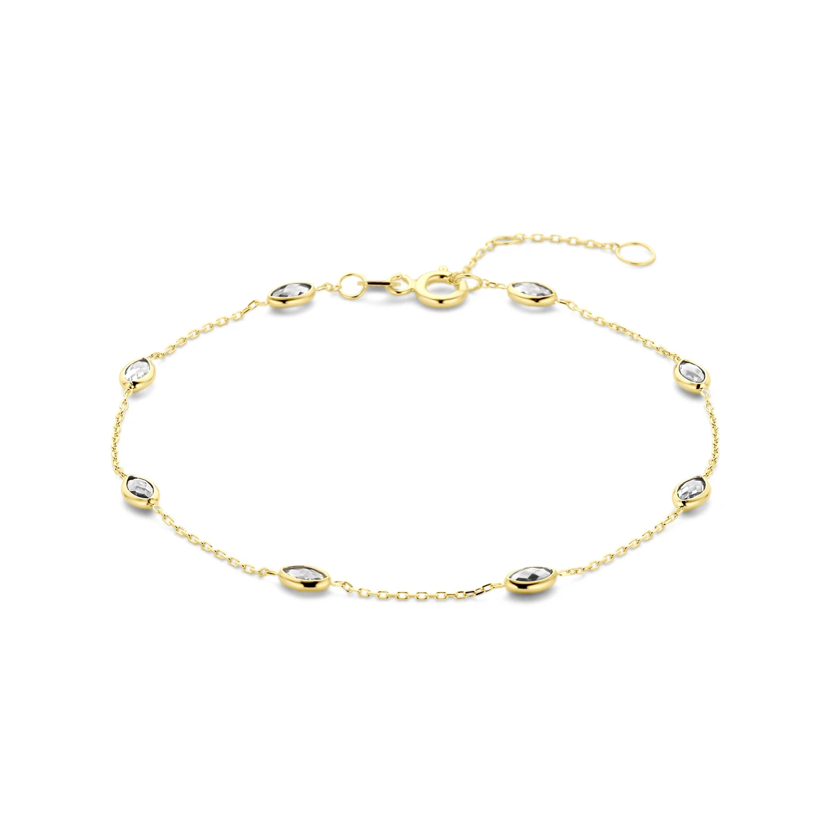 9k armband zirkonia 16,5 - 17,5 - 18,5 cm 9K geel