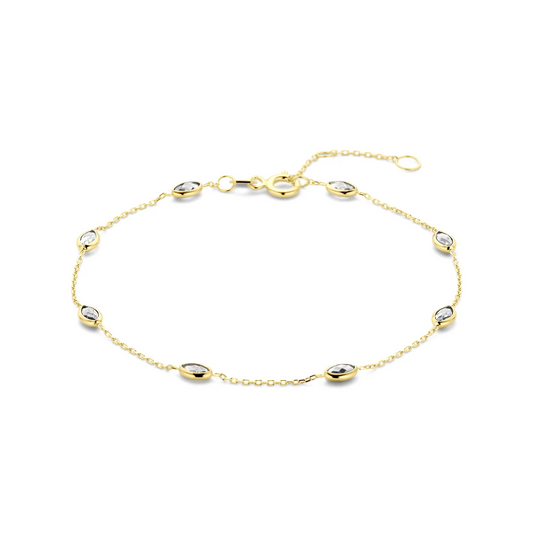 9k armband zirkonia 16,5 - 17,5 - 18,5 cm 9K geel