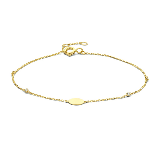 9k armband zirkonia 16,5 - 17,5 - 18,5 cm 9K geel