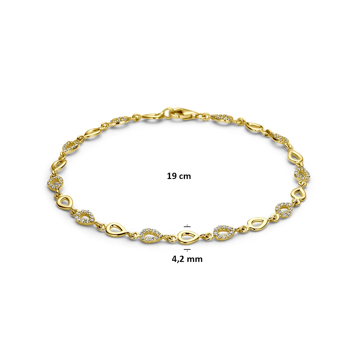 9k armband zirkonia 4,2 mm 19 cm 9K geel