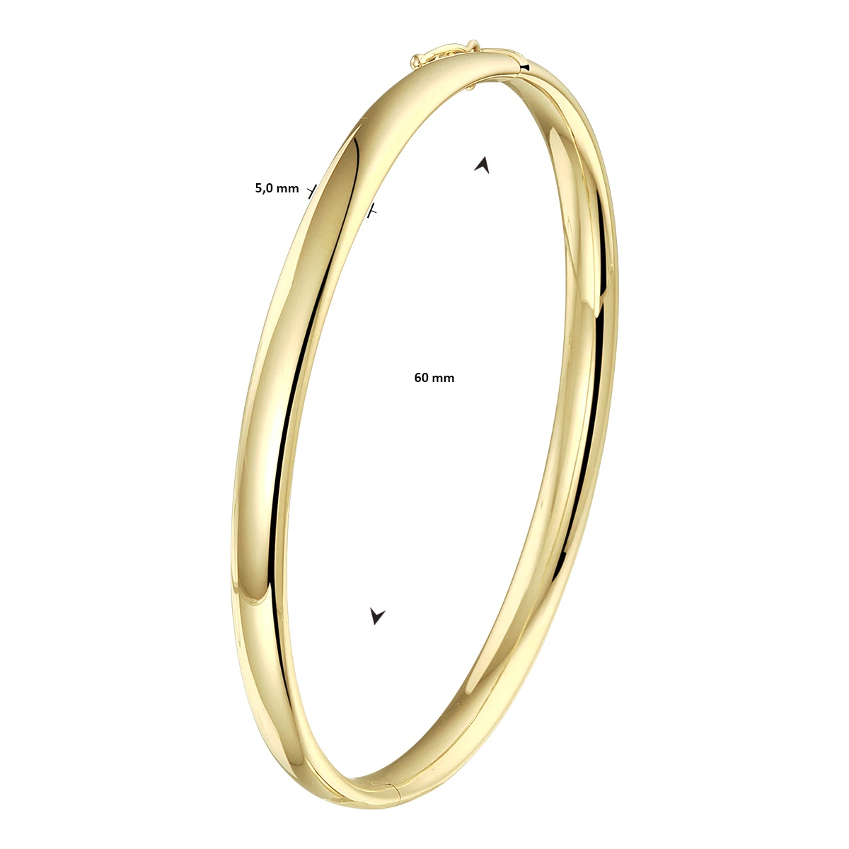 9k bangle scharnier ovale buis 5,0 mm 9K geel