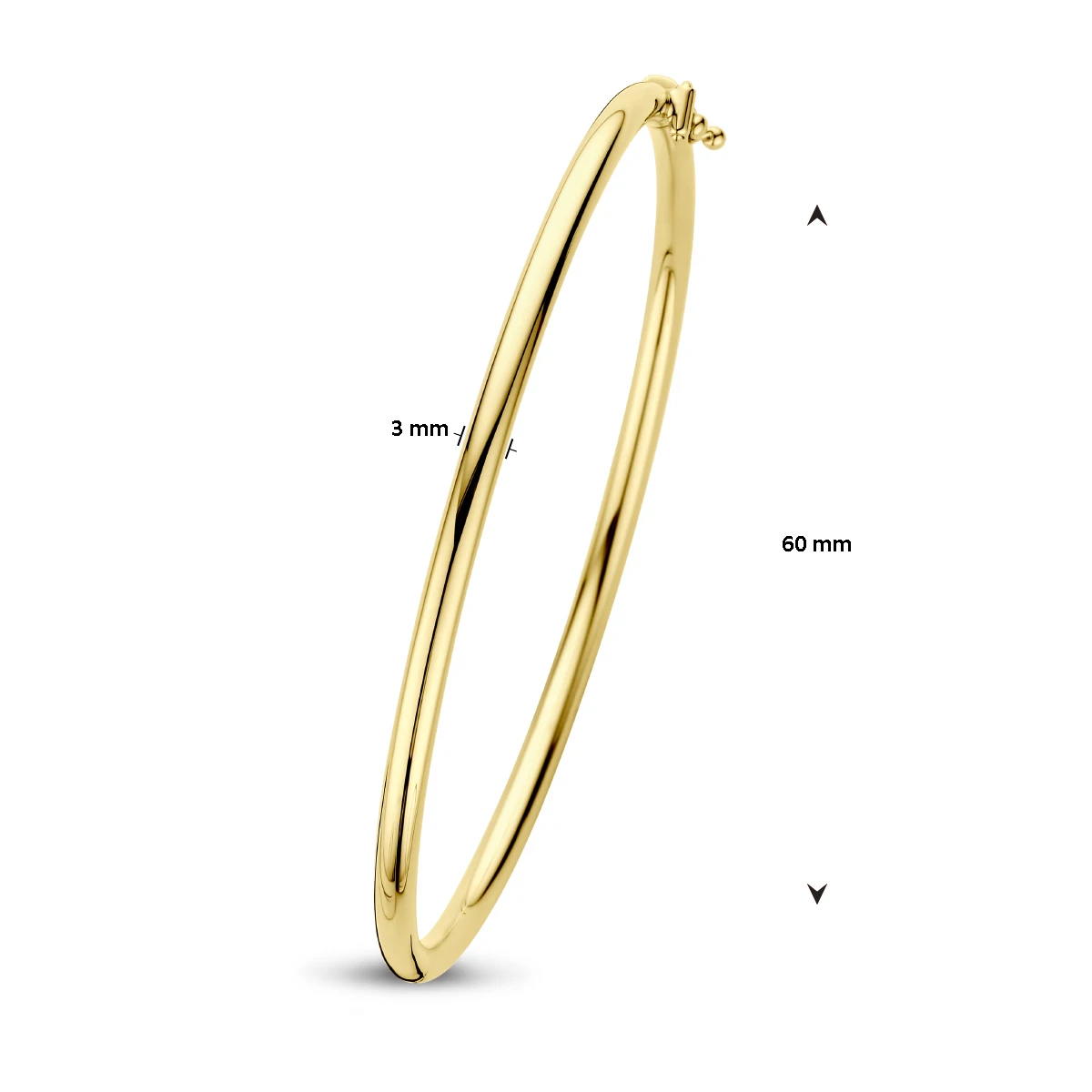 9k bangle scharnier ronde buis 3,0 mm 60 mm 9K geel