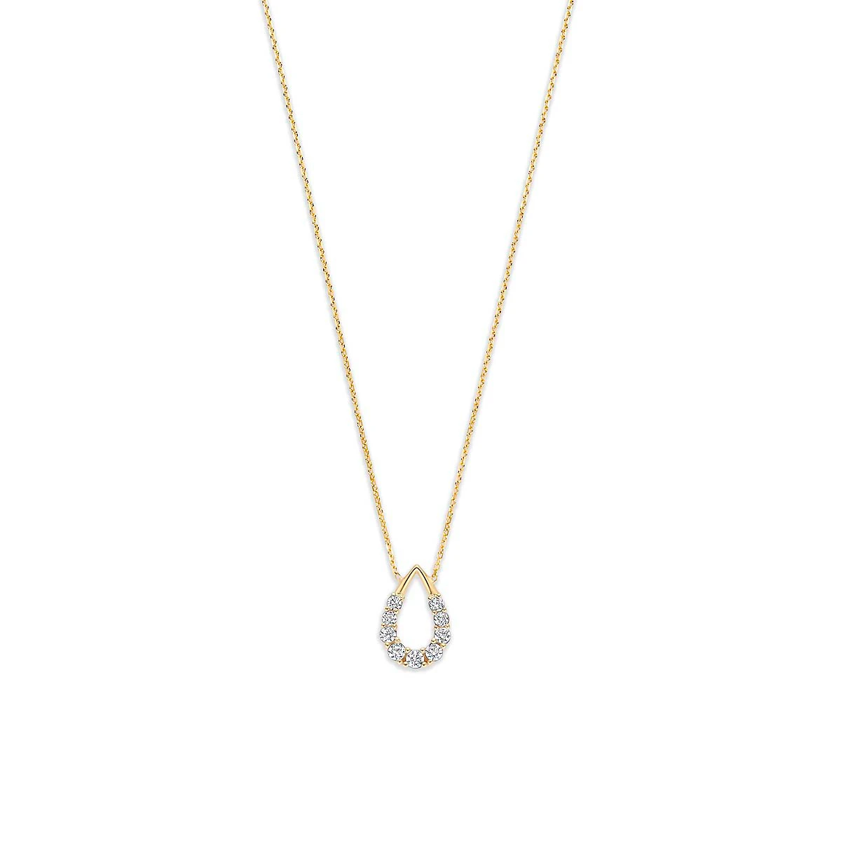 9k collier druppel zirkonia 41 - 43 - 45 cm 9K geel