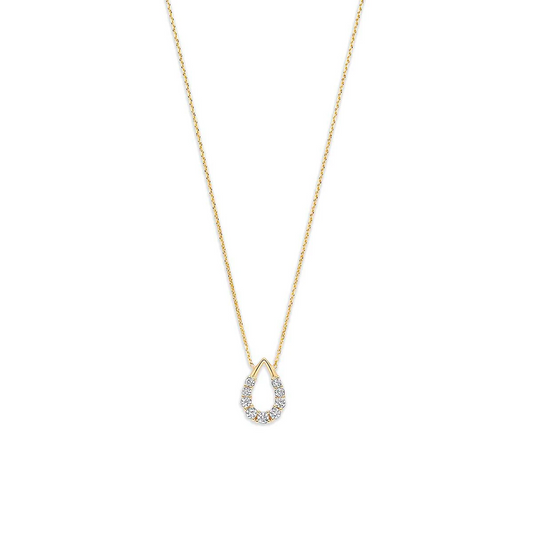 9k collier druppel zirkonia 41 - 43 - 45 cm 9K geel
