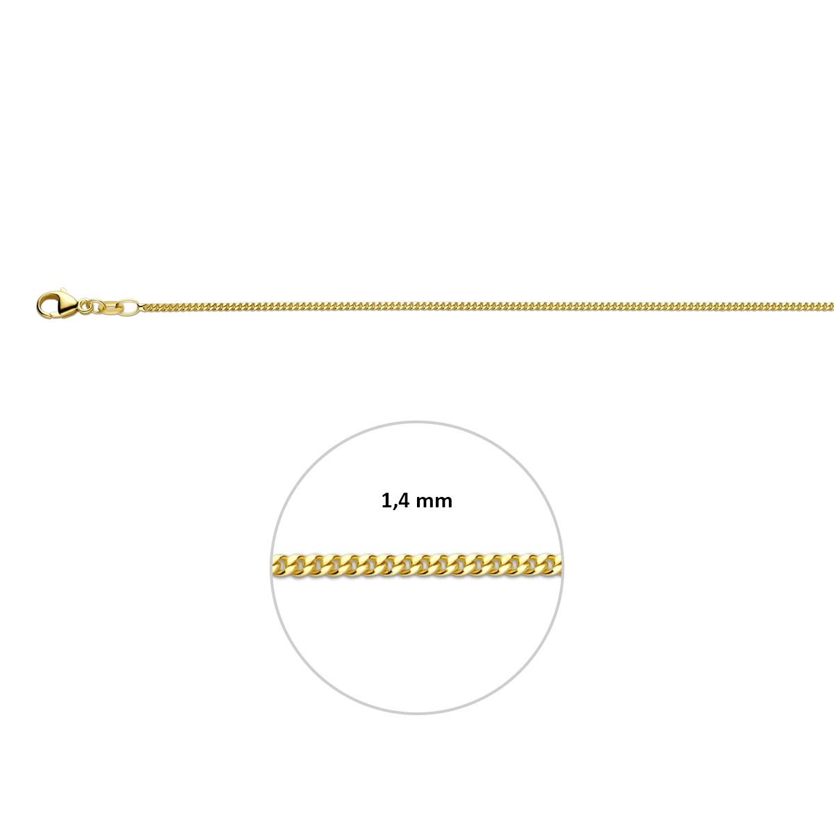 9k gourmette 1,4 mm 9K geel