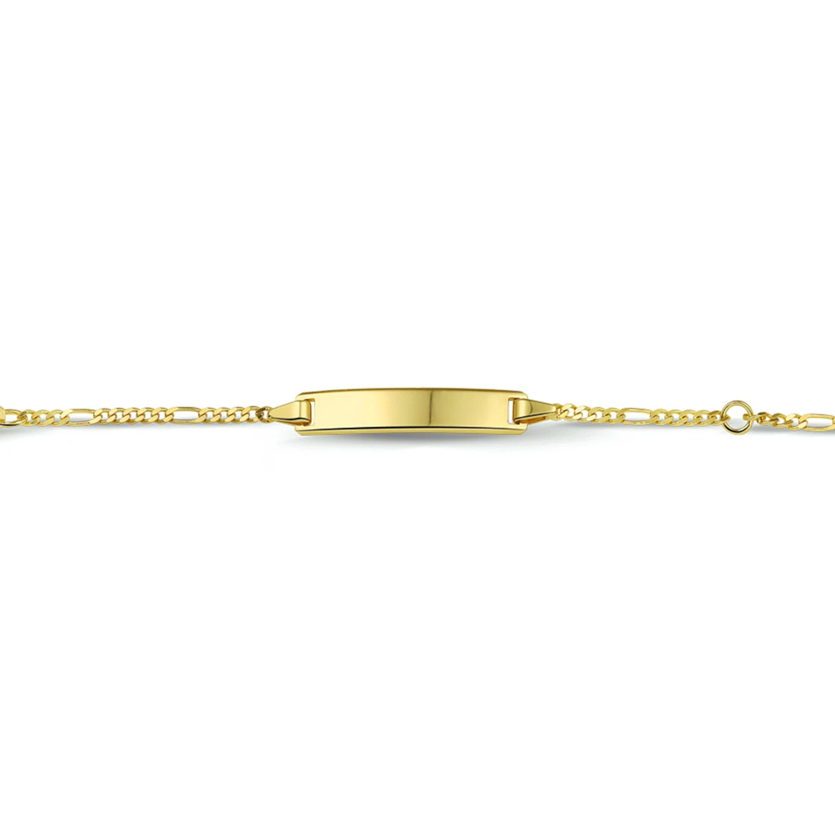 9k graveerarmband figaro plaat 5,0 mm 9K geel