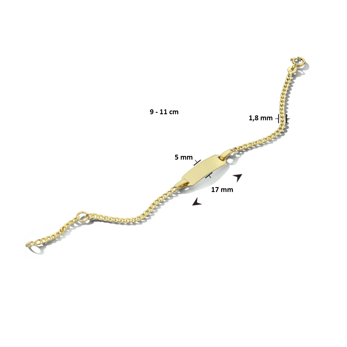 9k graveerarmband gourmette 4 zijdes geslepen plaat 5,0 mm 9K geel