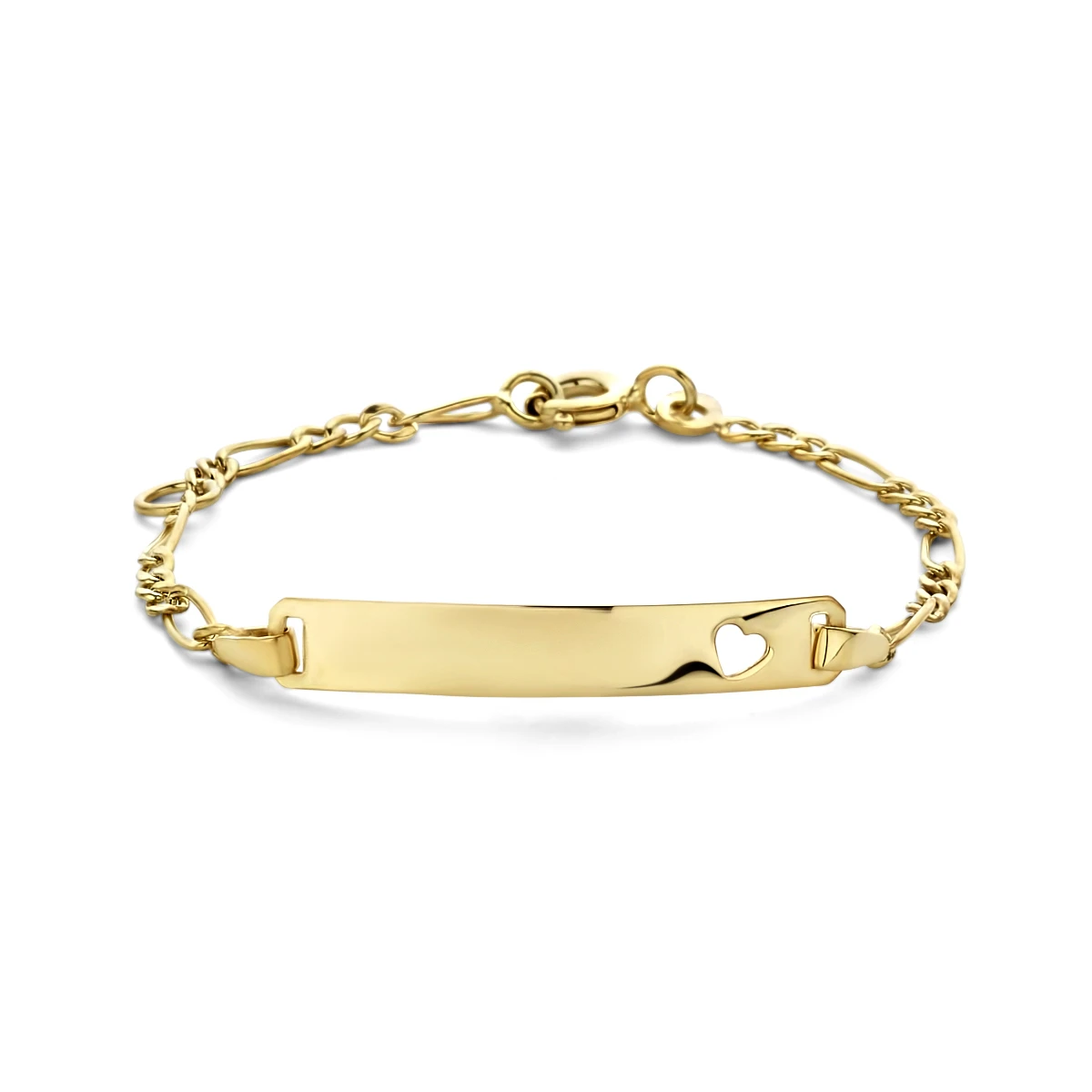 9k graveerarmband hart plaat 4,0 mm 9K geel