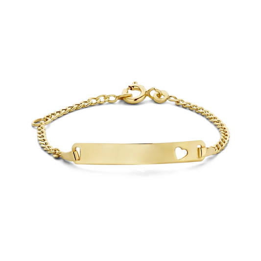 9k graveerarmband hart plaat 4,0 mm 9K geel