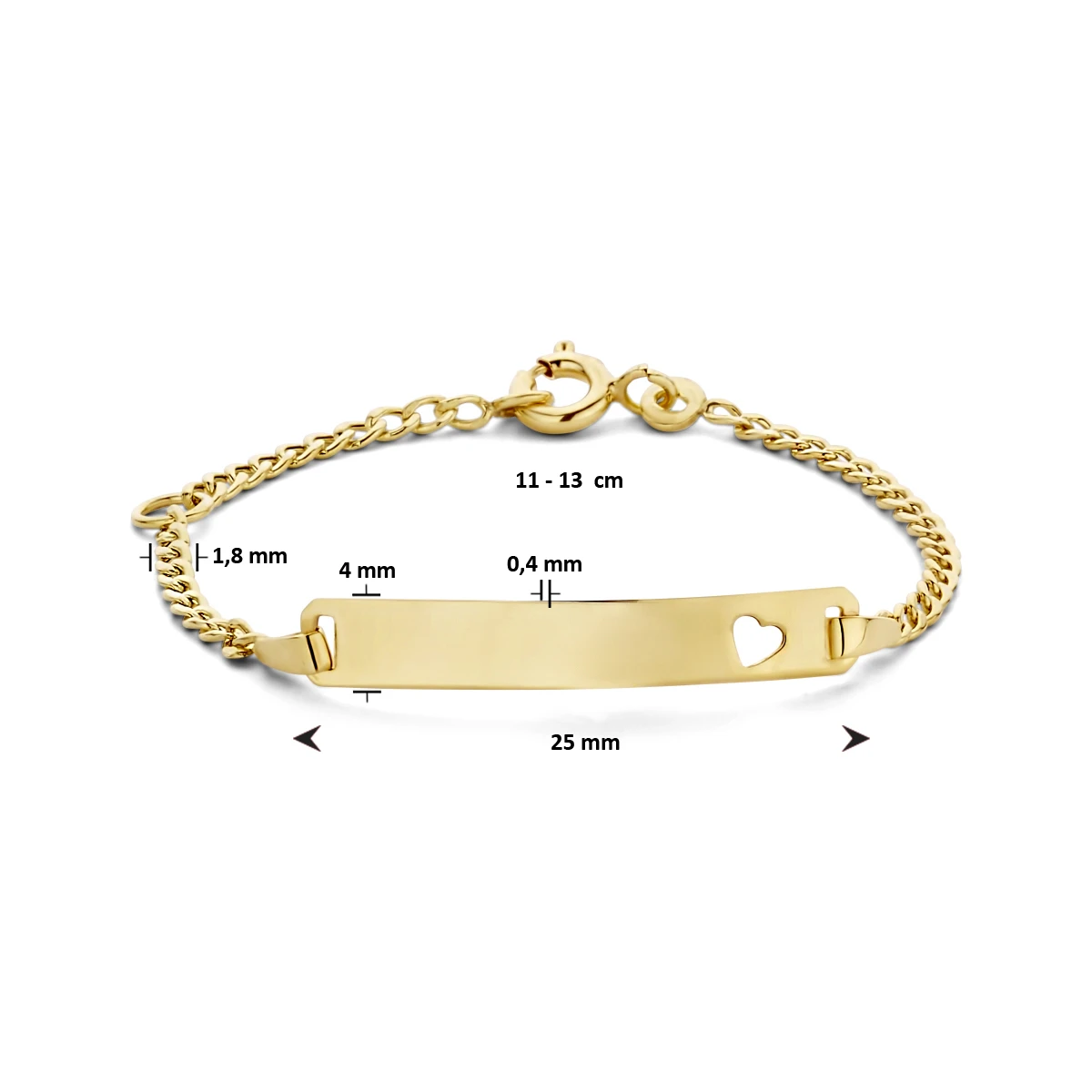 9k graveerarmband hart plaat 4,0 mm 9K geel