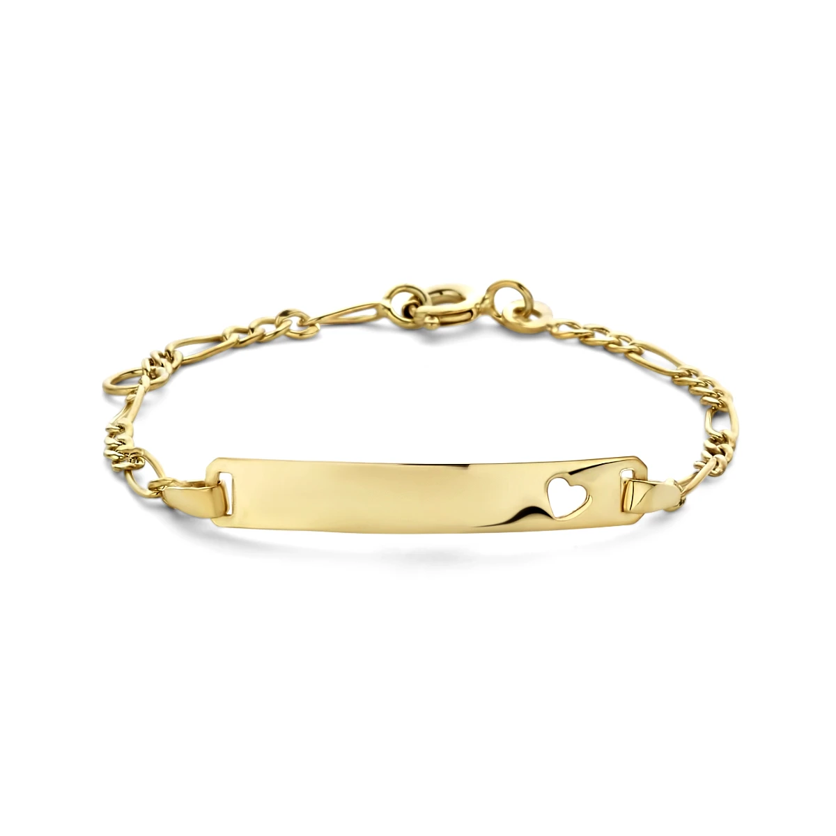 9k graveerarmband hart plaat 4,0 mm 9K geel