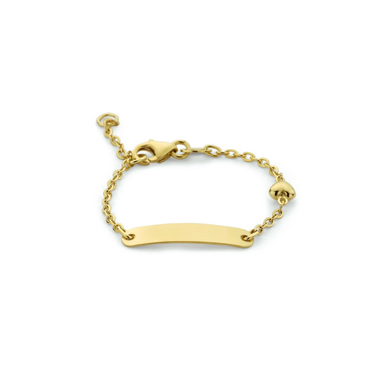 9k graveerarmband hartje plaat 4,0 mm 9K geel