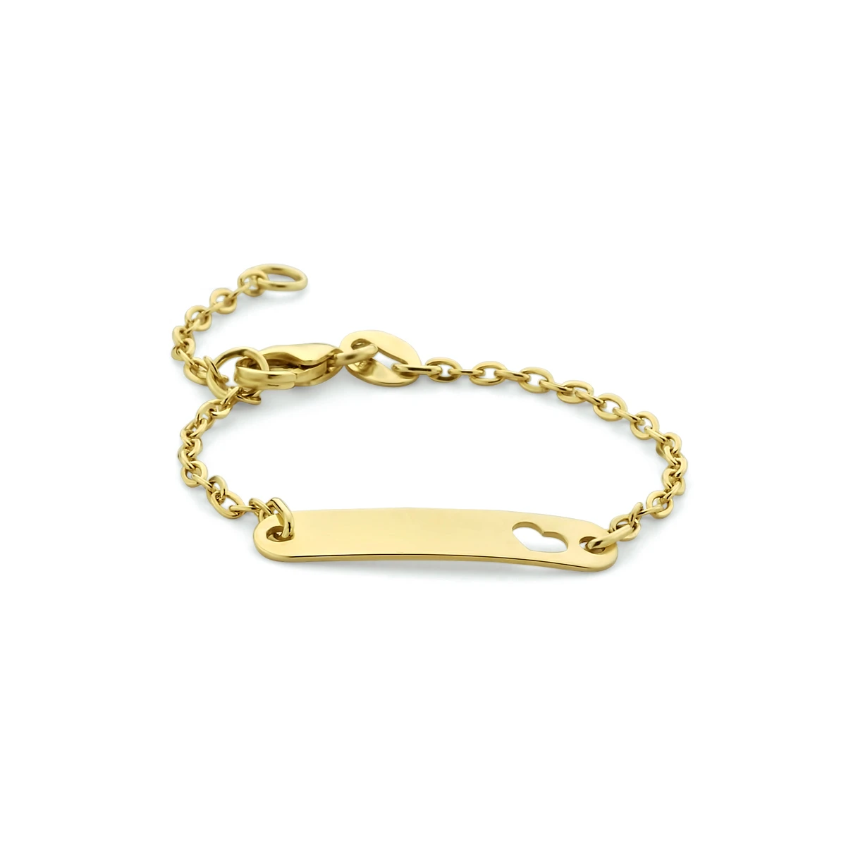 9k graveerarmband hartje plaat 4,0 mm 9K geel