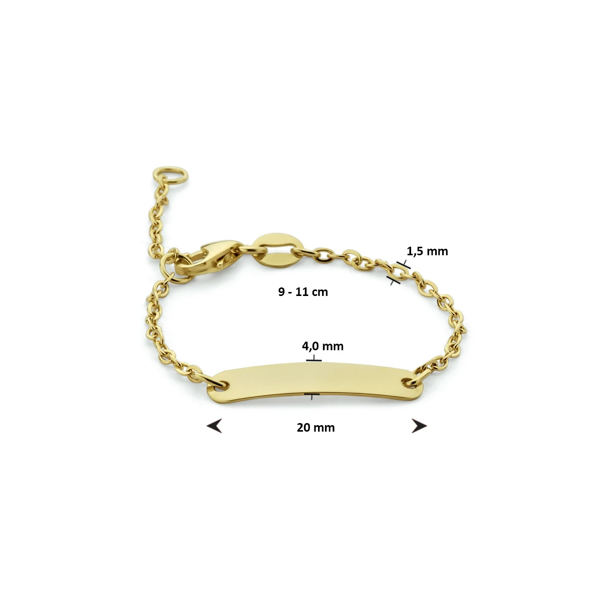 9k graveerarmband plaat 4,0 mm 9K geel
