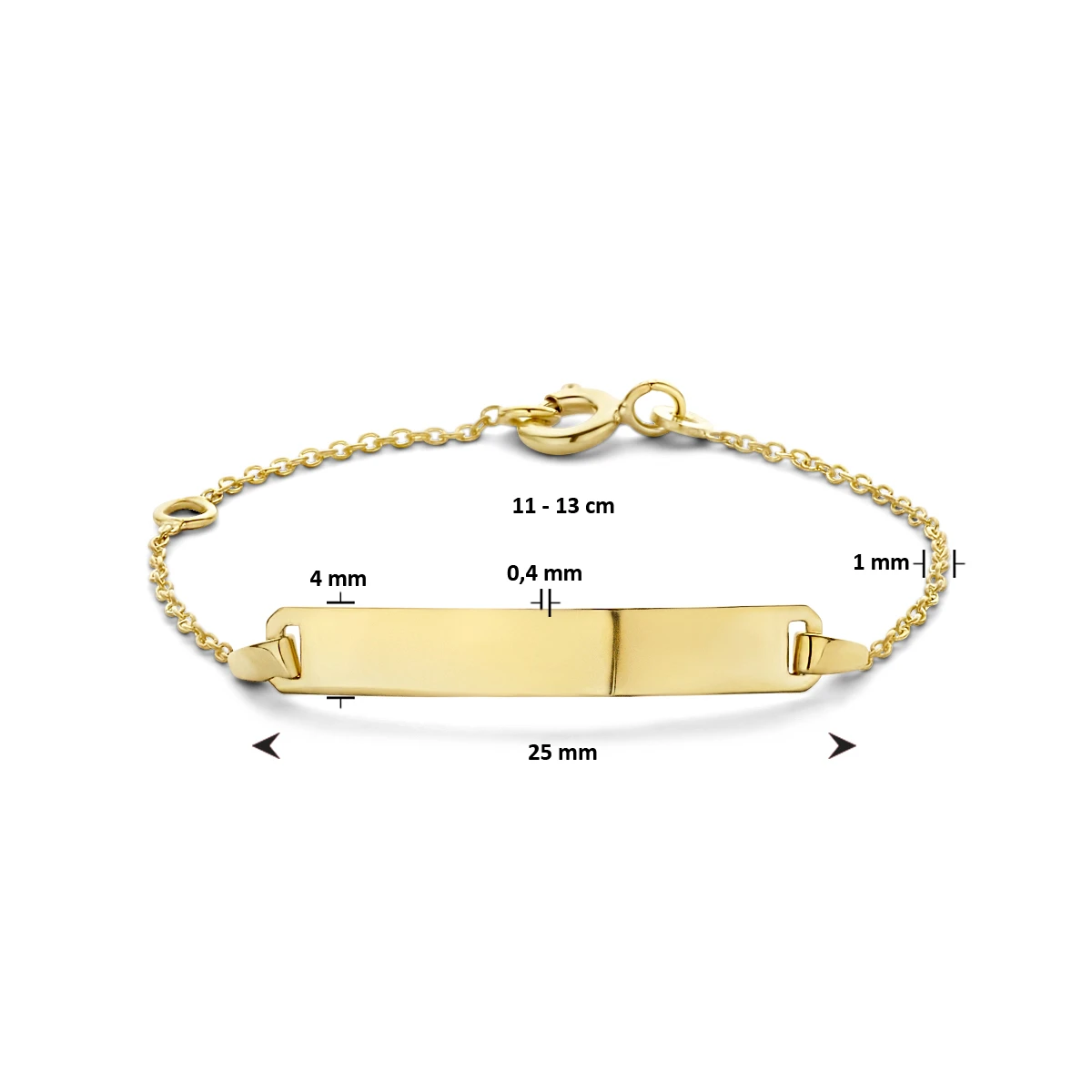 9k graveerarmband plaat 4,0 mm 9K geel