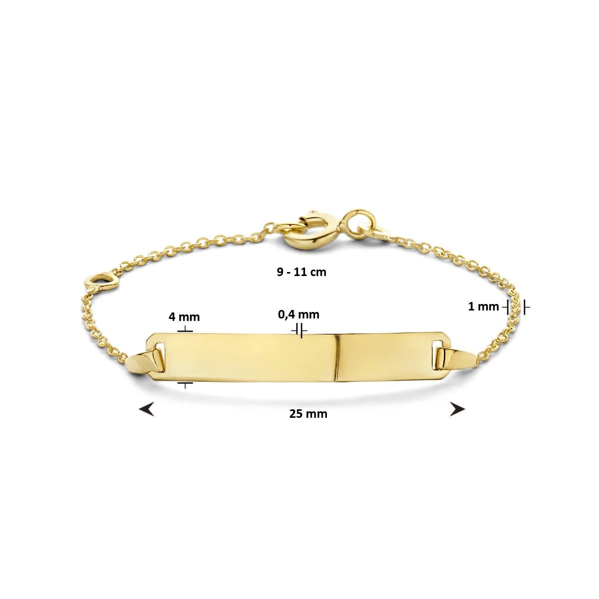 9k graveerarmband plaat 4,0 mm 9K geel