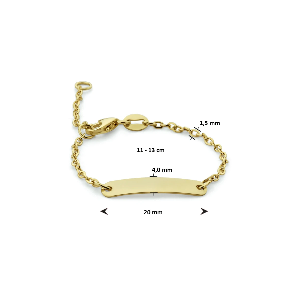 9k graveerarmband plaat 4,0 mm 9K geel