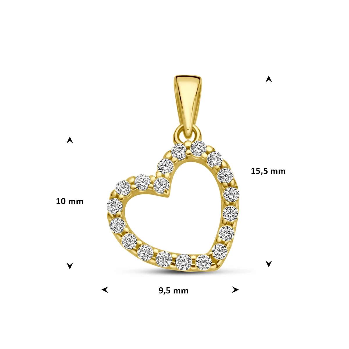 9k hanger hart zirkonia 10 mm 9K geel