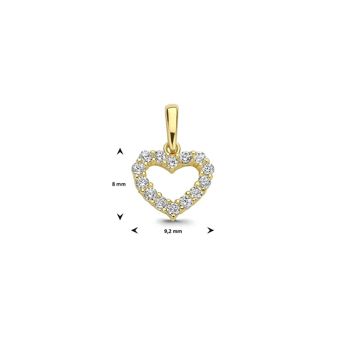 9k hanger hart zirkonia 8 mm 9K geel