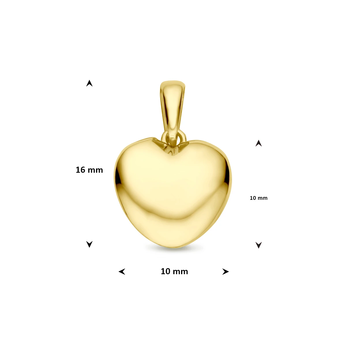 9k hanger hartje 10 mm 9K geel