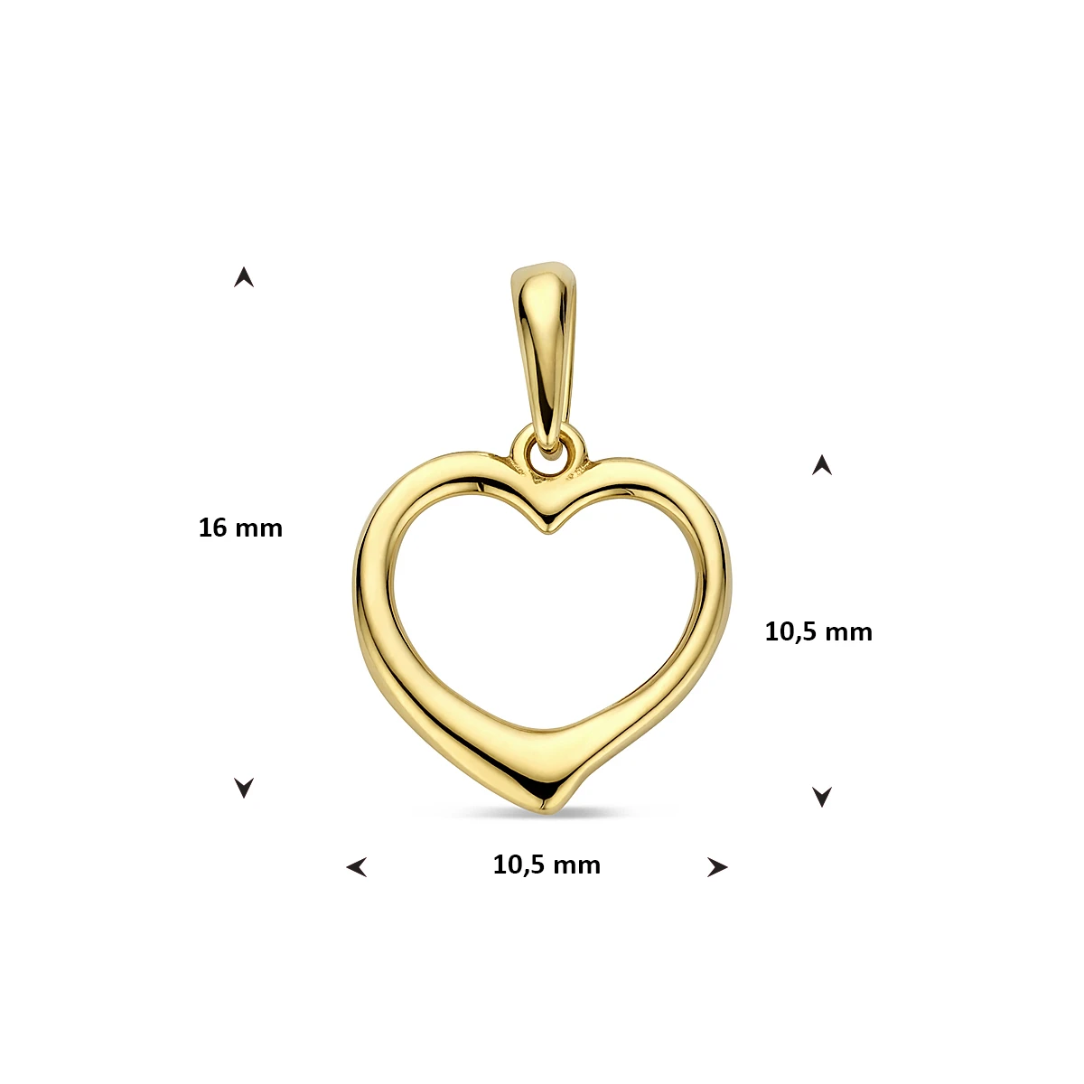 9k hanger hartje 10,5 mm 9K geel