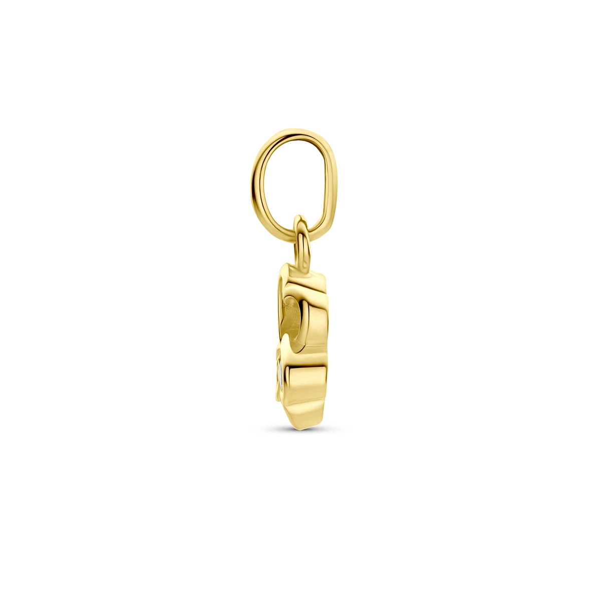 9k hanger klavertje zirkonia 8 mm 9K geel
